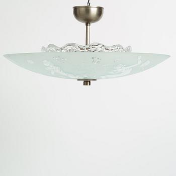 Edward Hald, a model 'HD 8581' ceiling light, Orrefors, 1940's.