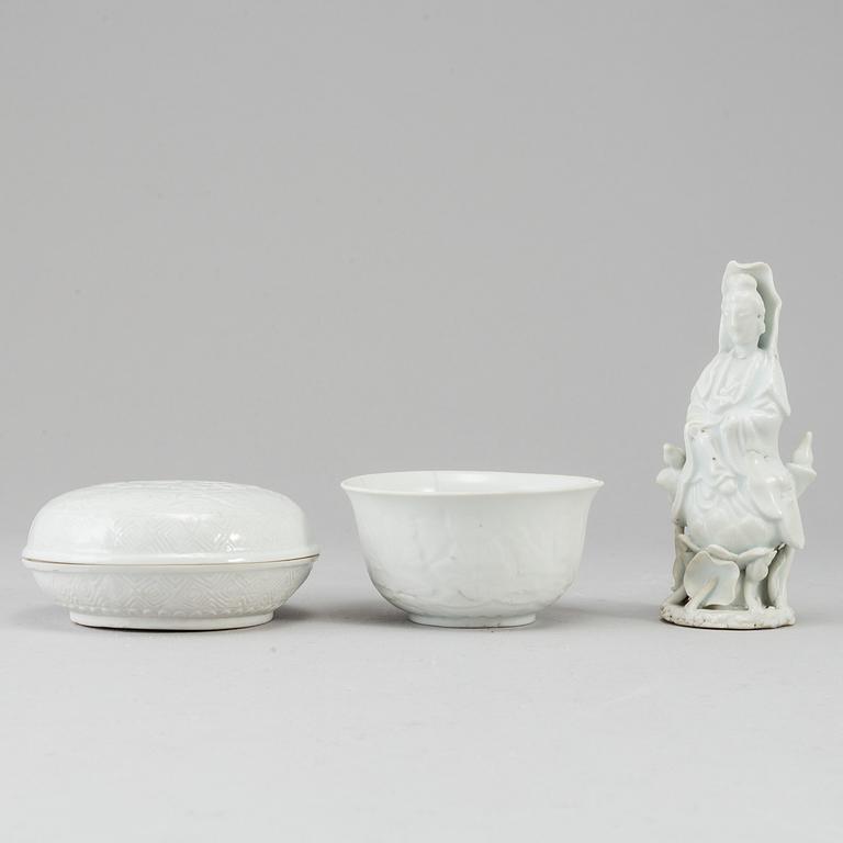 A group of white glazed ceramics, Qing dynasty, probably 17/18th Century.