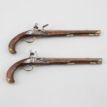 Flintlock pistols, a pair, Leopold Becher Karlsbad, (1725-50).