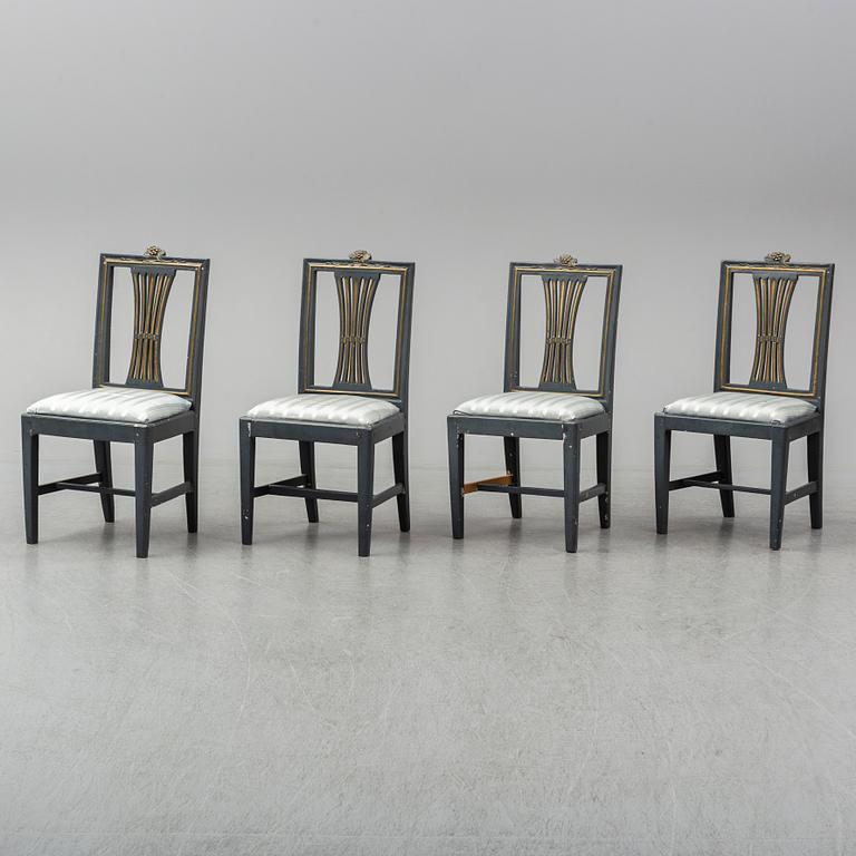 Four Gustavian chairs, Lindome, circa 1800.