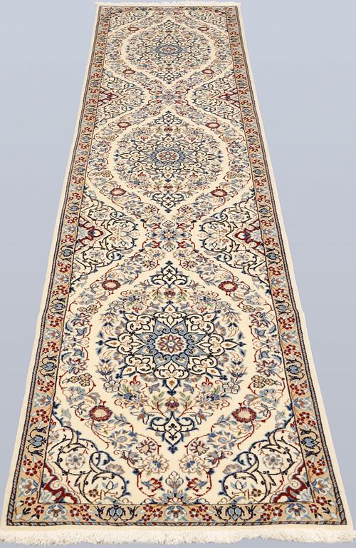 Gallery carpet, Nain, part silk, so-called 9LAA, ca  287 x 60 cm.