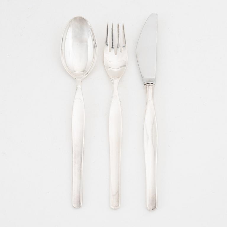 Tapio Wirkkala, a 36 piece silver cutlery set, 'Tapio',  Kultakeskus, Tavastehus, Finland.