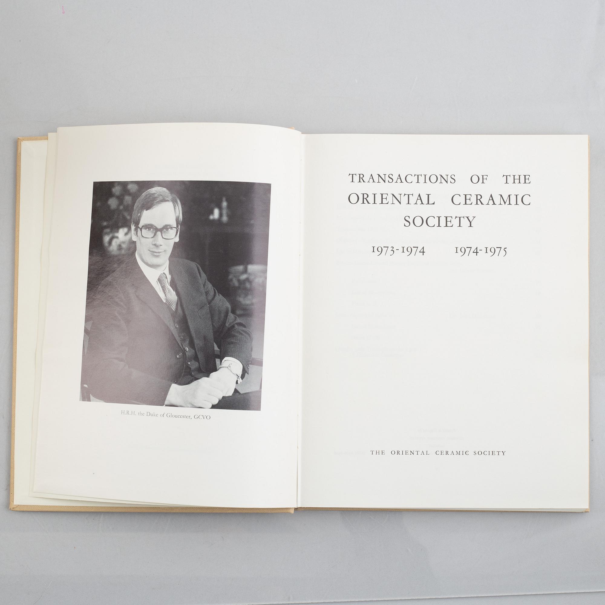 12 books, "Transactions of the Oriental Ceramic Society" and "The Selected Porcelains from the Collections of the Pa...