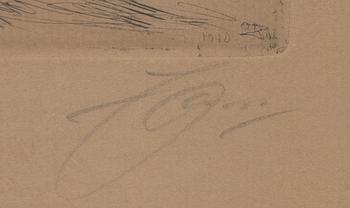 ANDERS ZORN, etching, signed, dated in print 1910,