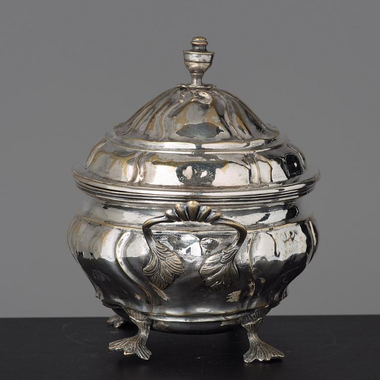 A Rococo tureen with cover and stand by Caspar Liendenberg, Stockholm 1768 (privilege in Stockholm 1745).