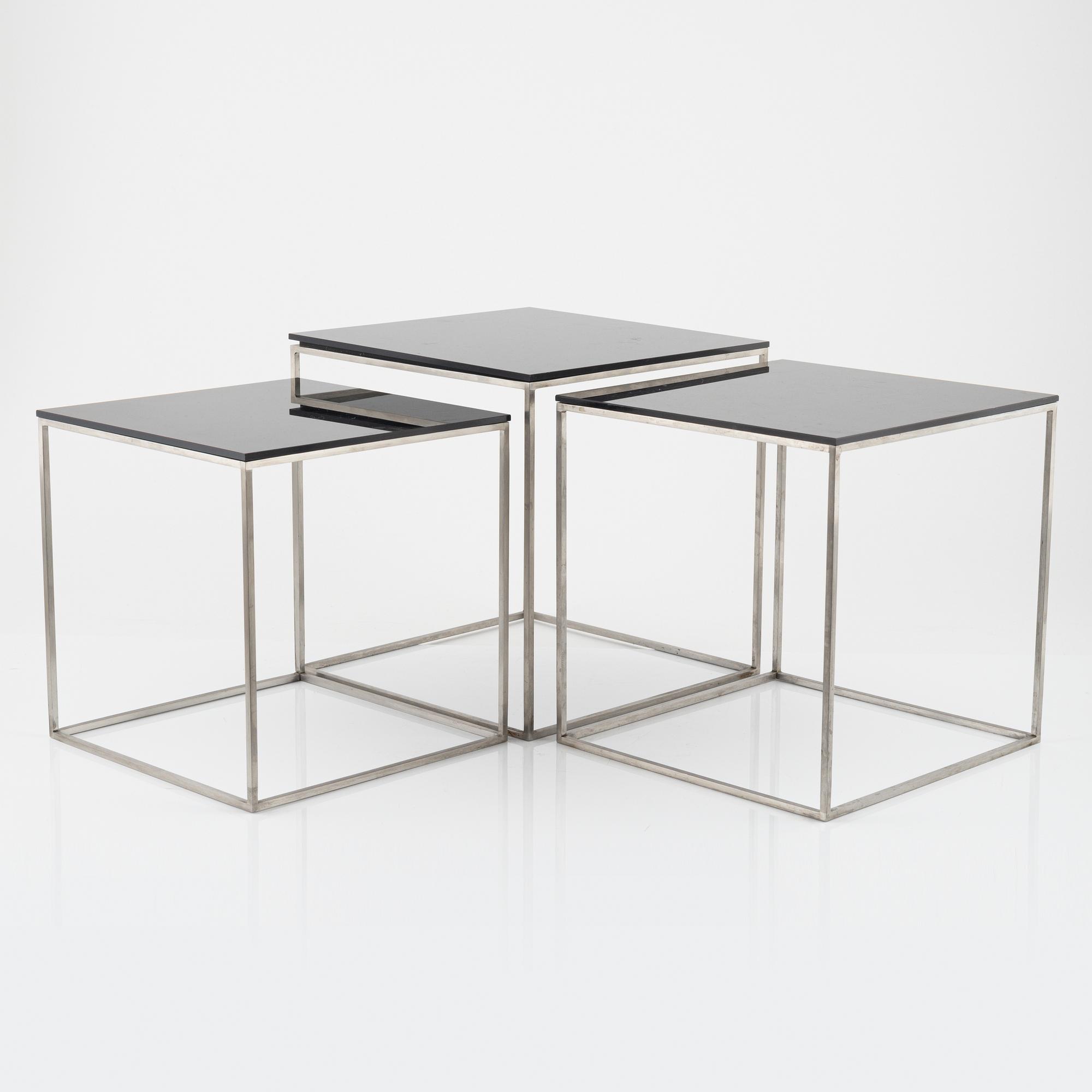 Poul Kjaerholm, a three-piece 'PK-71' nesting table, Fritz Hansen, Denmark, 2016.