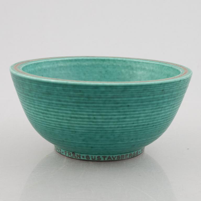 Wilhelm Kåge, a set of five 'Argenta' stoneware bowls, an ashtray and a vase, Gustavsberg.