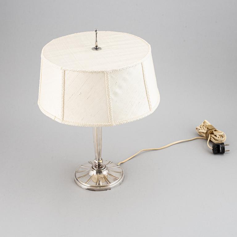 A CG Hallberg silver plated 1920/30's table lamp,