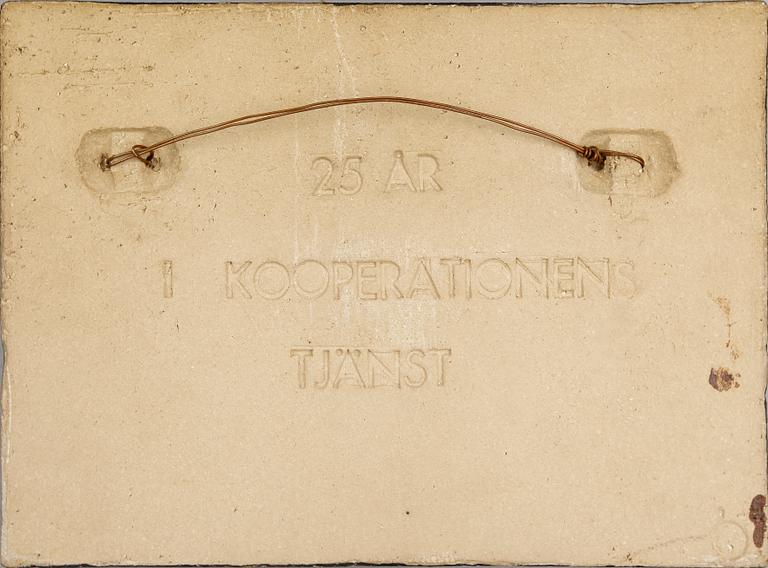 VÄGGPLATTA, stengods, Stig Lindberg, Gustavsberg.