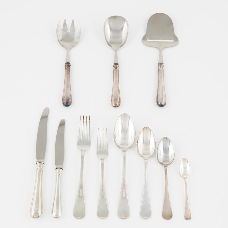 Bestickservis, 100 delar, silver,  modell "Svensk (Rund)",  GAB Eskilstuna, bla 2003.