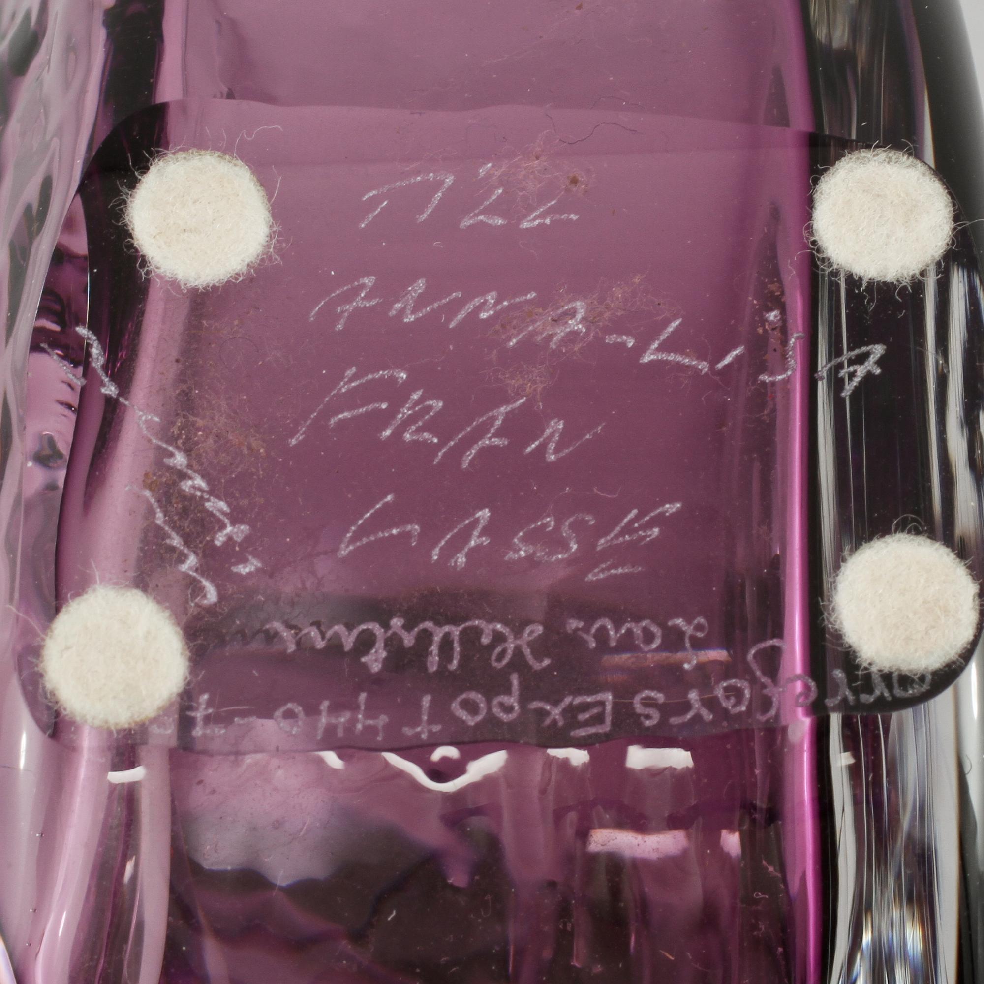 VAS, glas, Lars Hellsten, Orrefors, 1900-talets andra hälft.