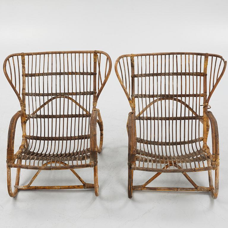 A Rattan Garden Set, 5 pieces, circa 1940s.