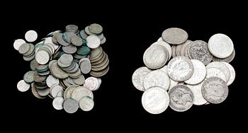 PARTI MYNT, silver, Sverige 1876-1968. Totalvikt ca 850 gram.