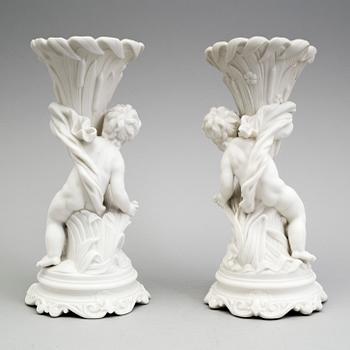 A PAIR OF PARIAN FLOWER VASES, Gustafsberg, second half of the 19th century.