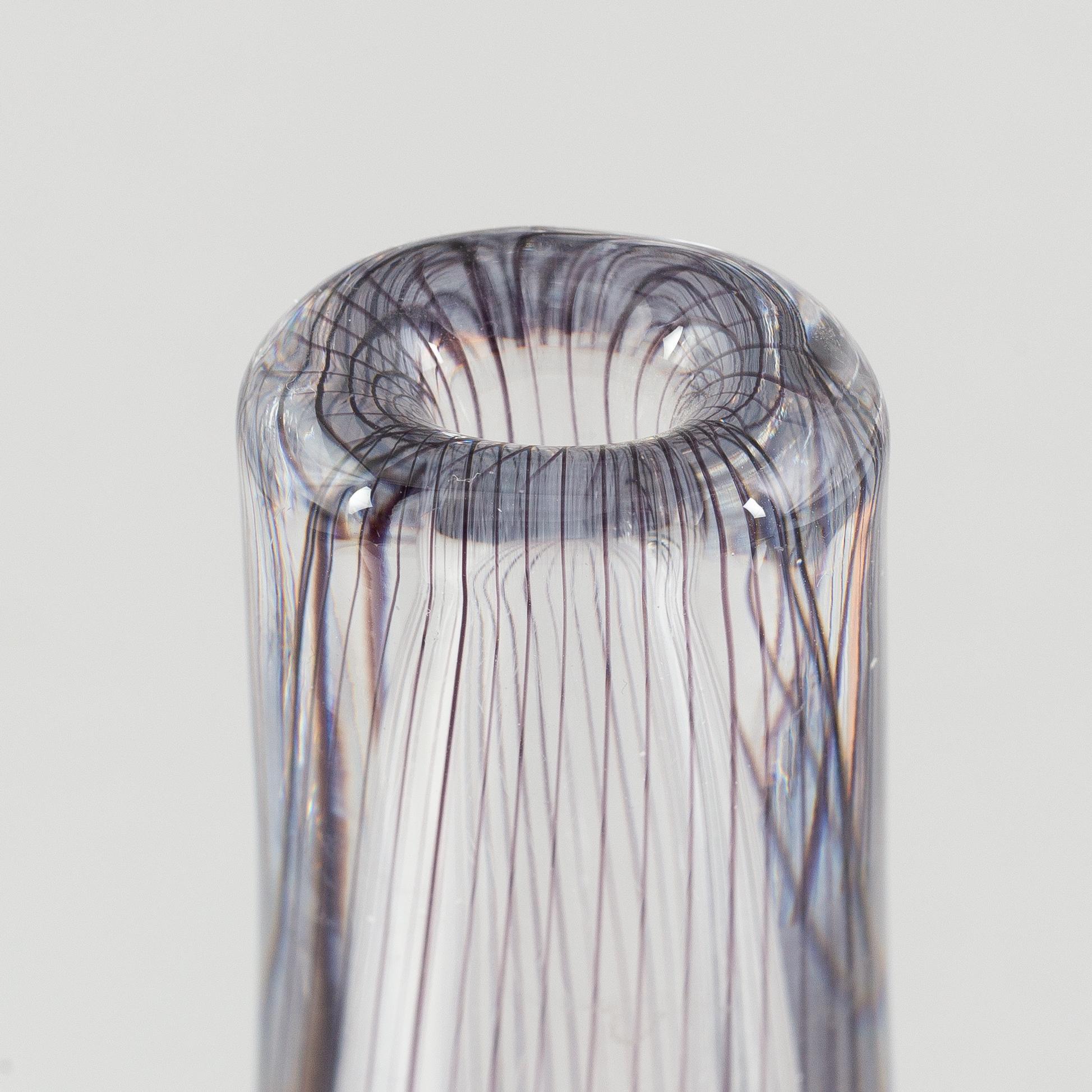 Vicke Lindstrand, a set of three glass vases, Kosta.
