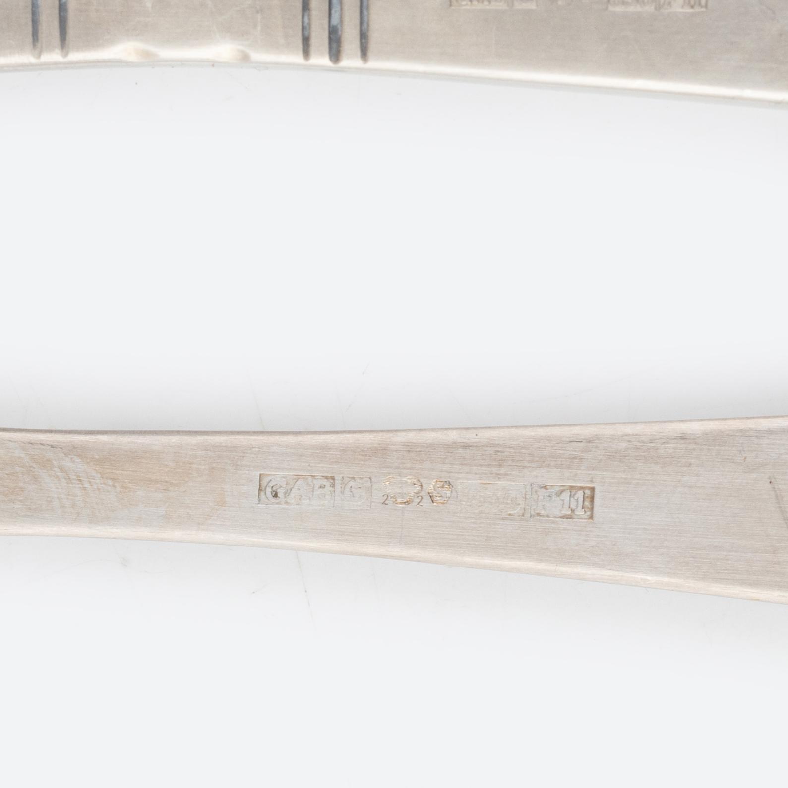 Jacob Ängman, sandwich cutlery, 12 pieces, model 'Rosenholm', mark of GAB, including Eskilstuna 2004.
