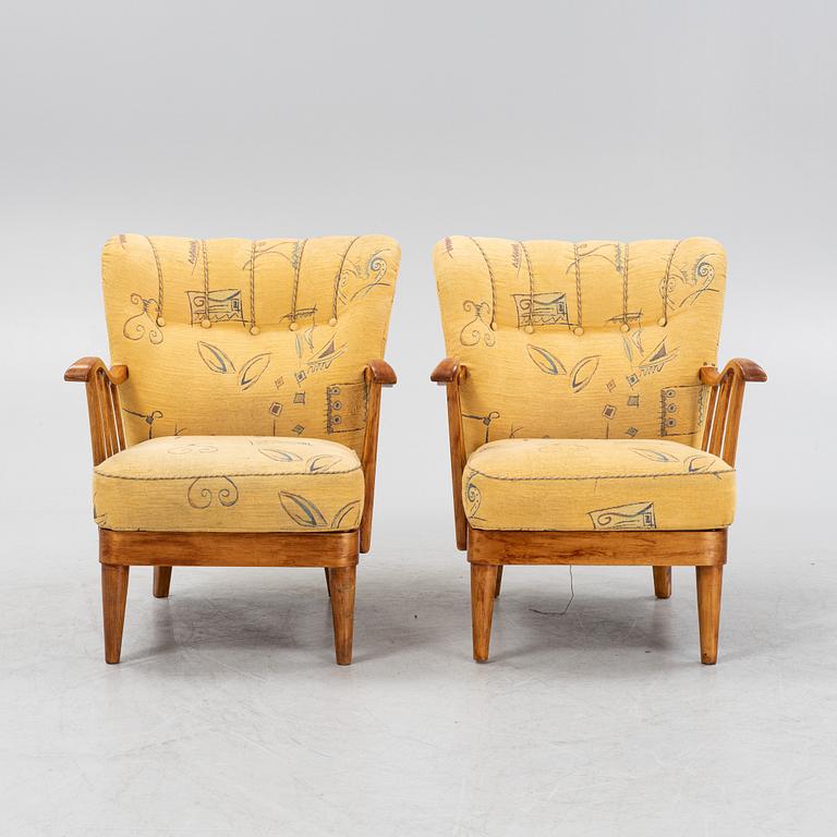 A pair of Swedish Modern armchairs, 1940's.