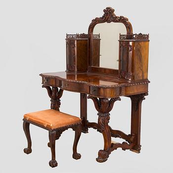 A late 19th century vanity table with stool, Russia.
