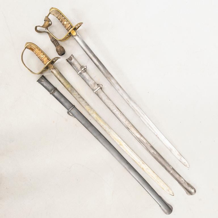 Two Swedish cavalry swords, 1867-93 pattern, with scabbards.