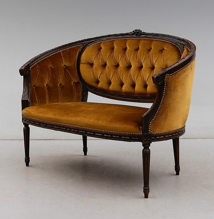 SOFFA OCH KARMSTOLAR, 1 par, gustaviansk stil, 1900-talets andra hälft.