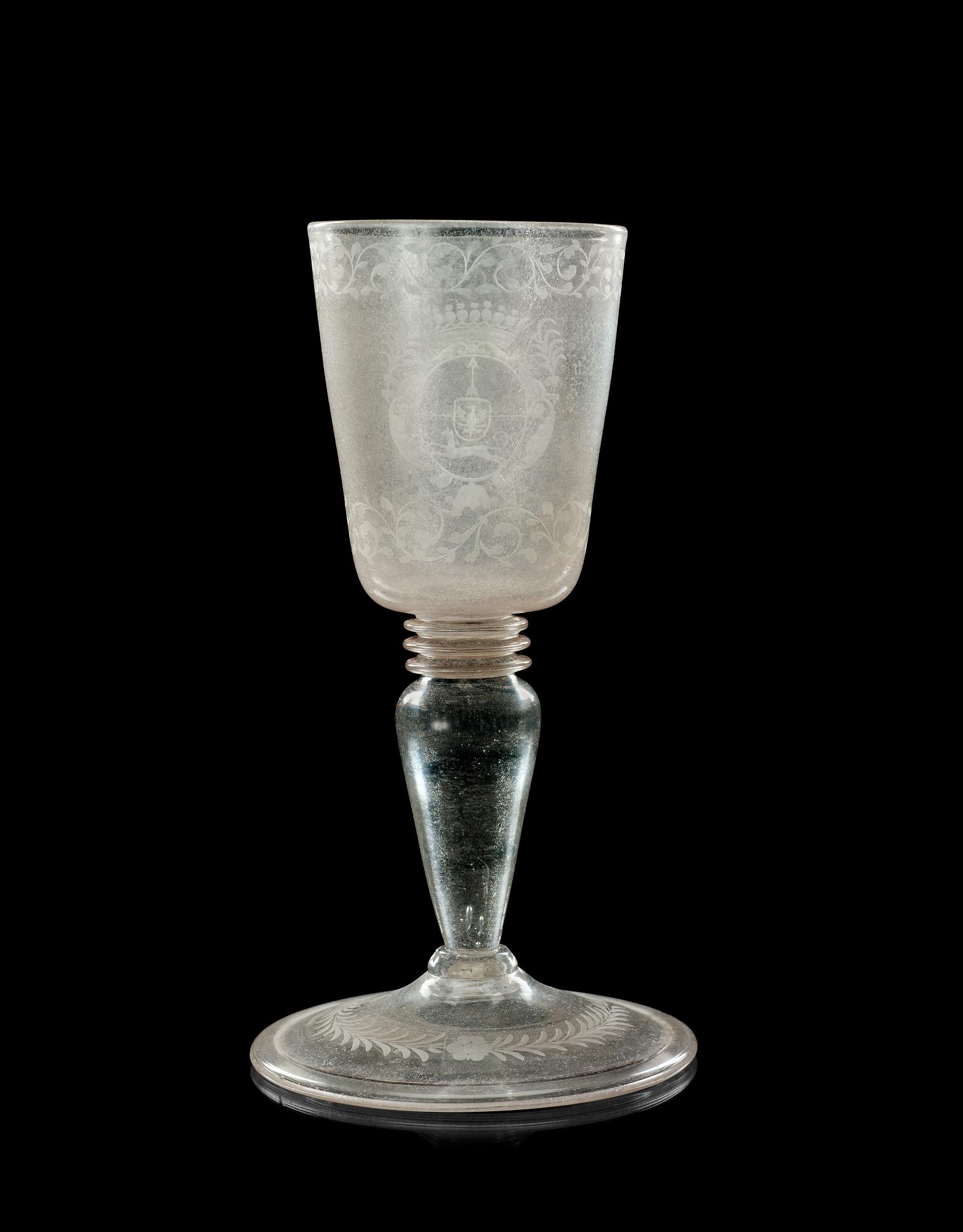 POKAL, glas. Senbarock, 1700-talets första hälft. Troligen Kungsholms glasbruk.