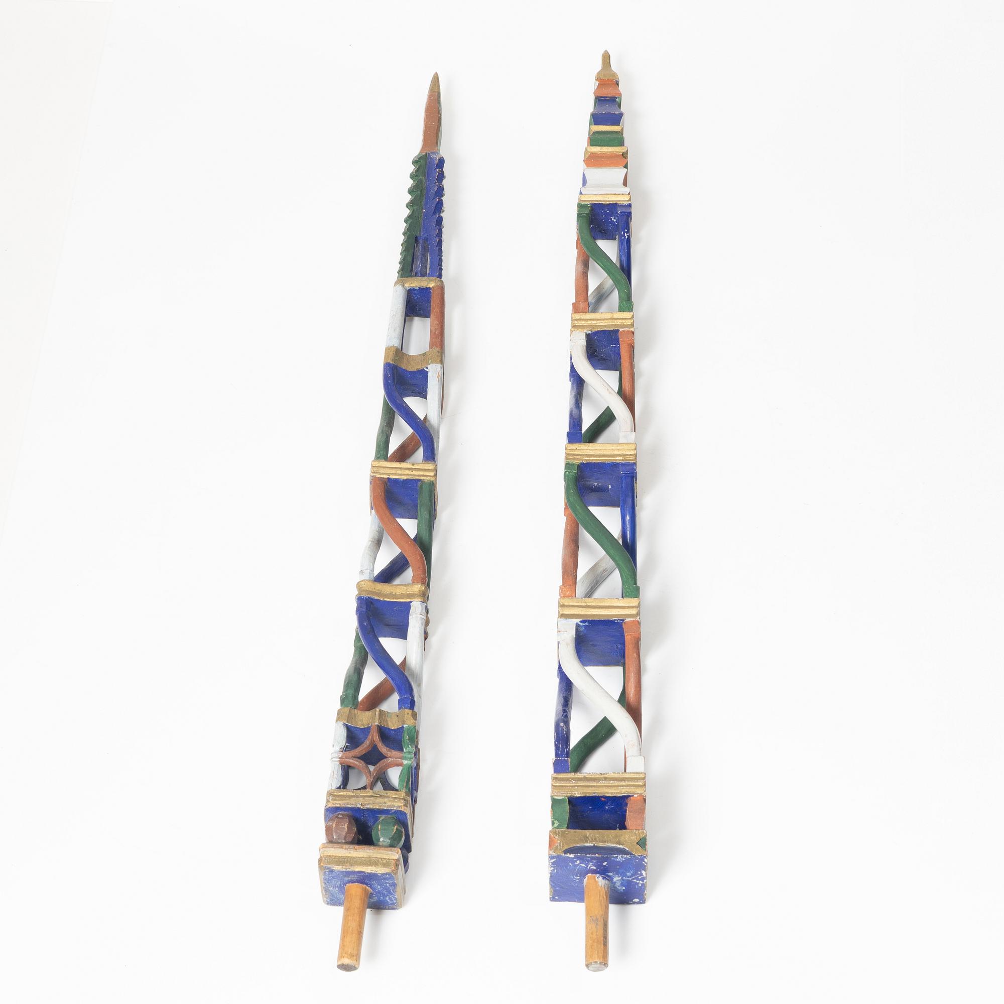 Two spinning wheel tops., folk art, 18th/19th century.