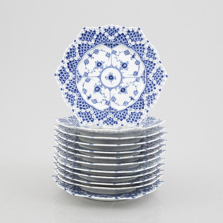 Royal Copenhagen, twelve sideplates, 1'Musselmalet Full Lace', Denmark, 1964-73.