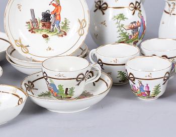 SERVISDELAR, ca 7 delar, porslin, Wien, 1800-tal.