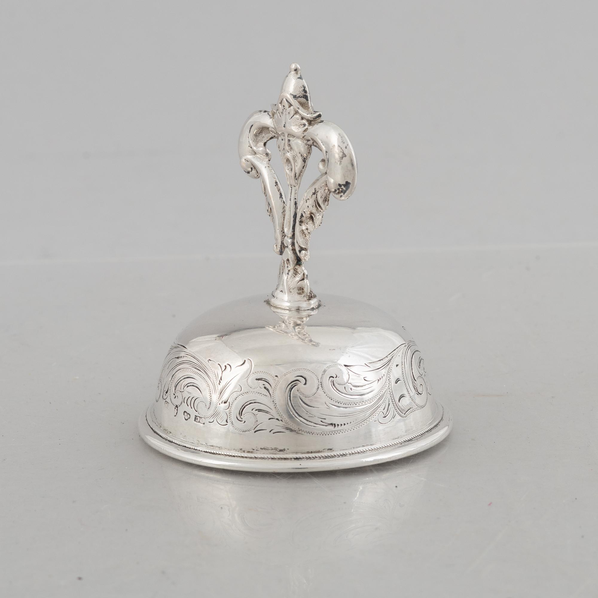 A Swedish silver table bell, mark of Christopher Creutz, Stockholm 1857.