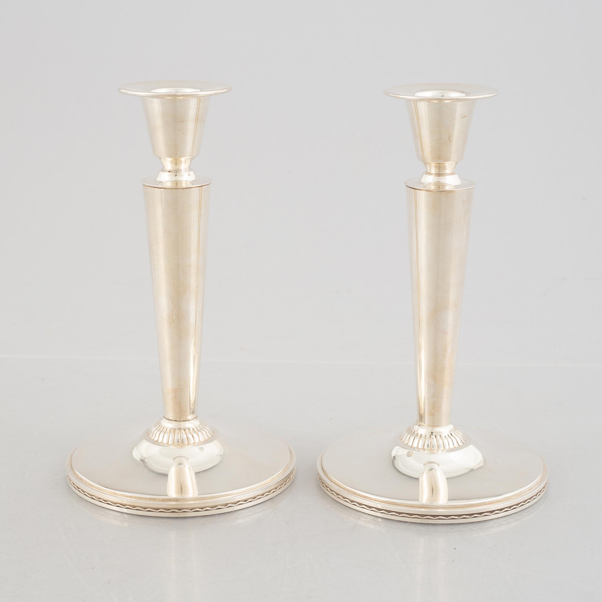 Eric Råström, ljusstakar, ett par, silver, CG Råström, Stockholm 1969.