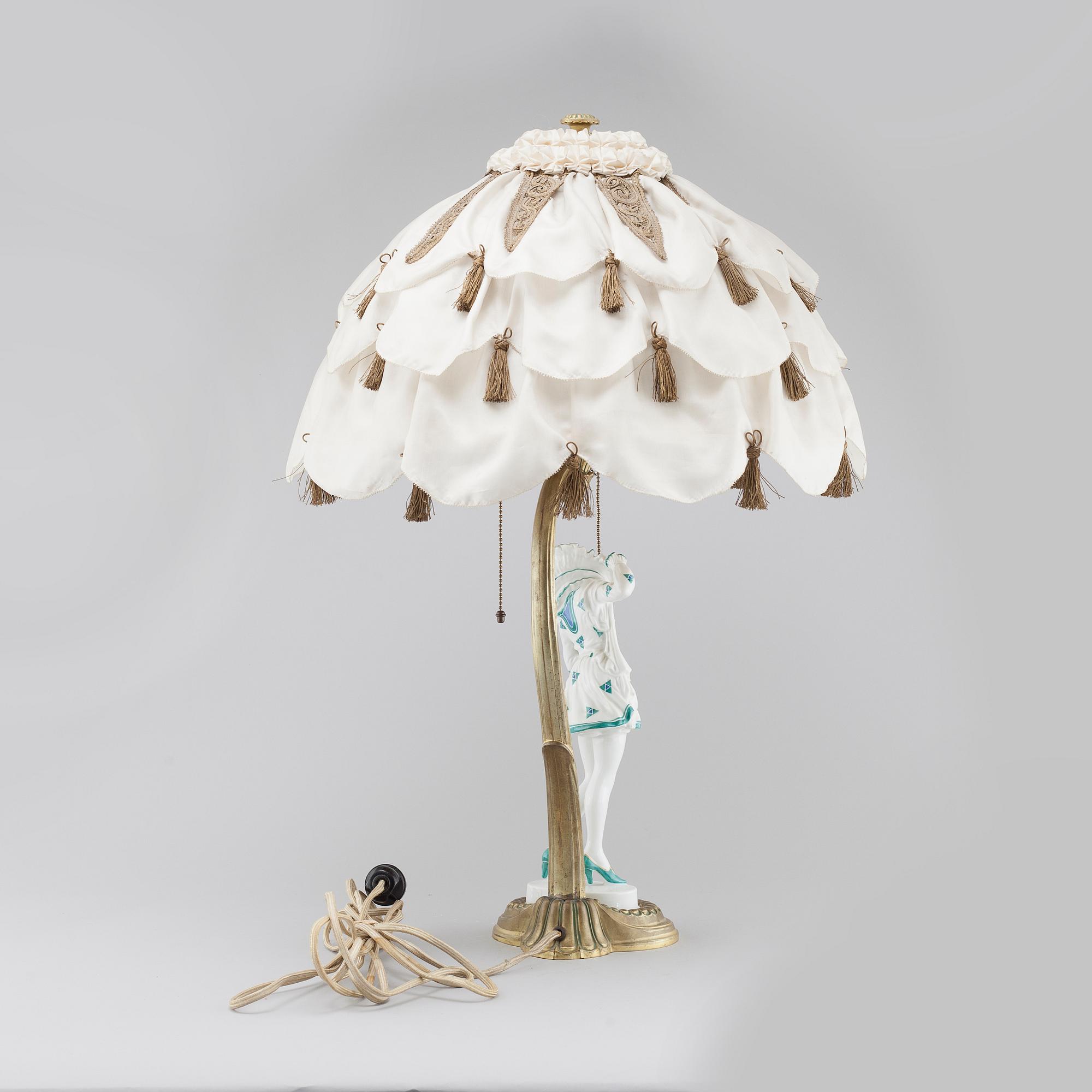 A table lamp with a porcelain figurine by Rosenthal, first half of the 20th century.