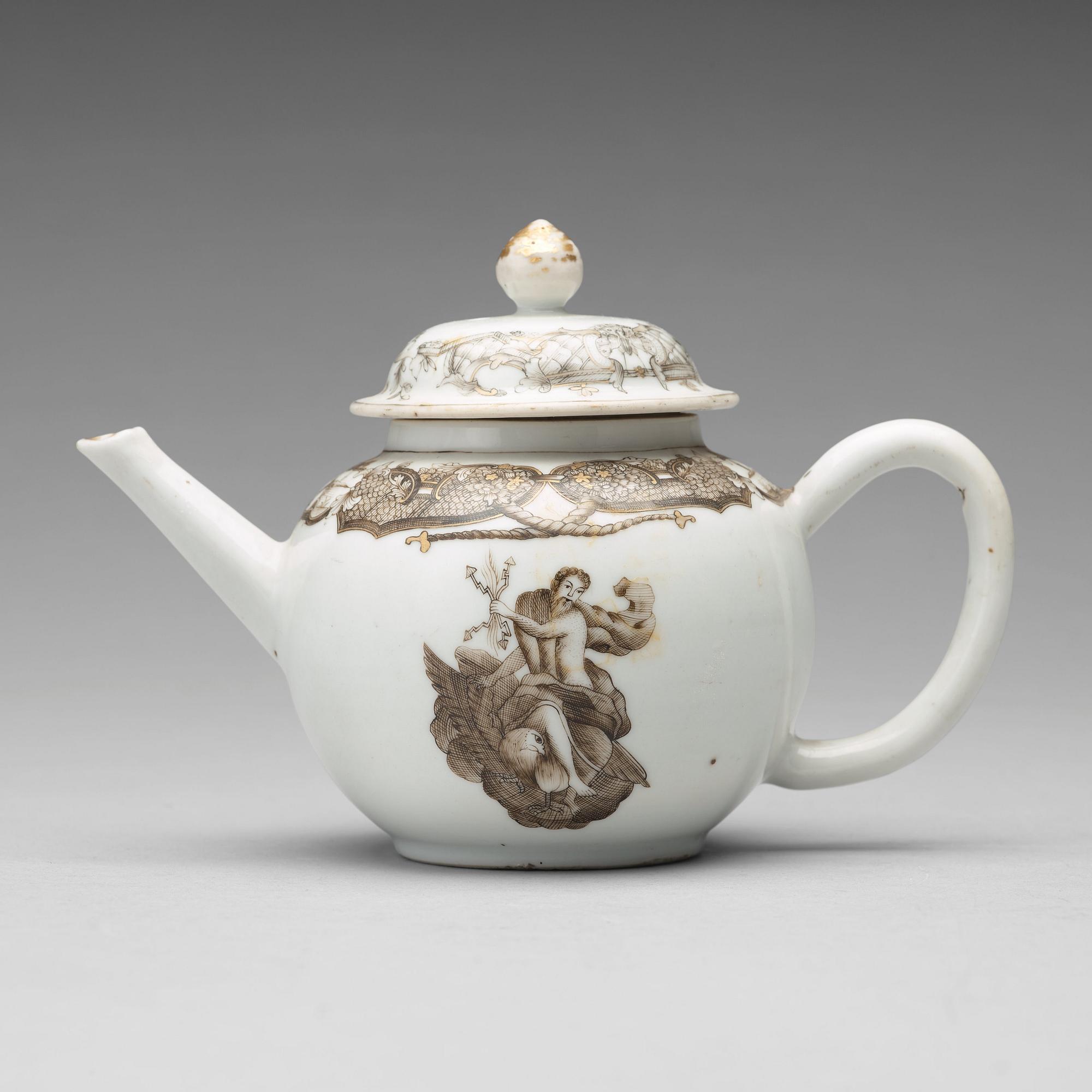 A grisaille teapot with cover, Qing dynasty, Qianlong (1736-95).