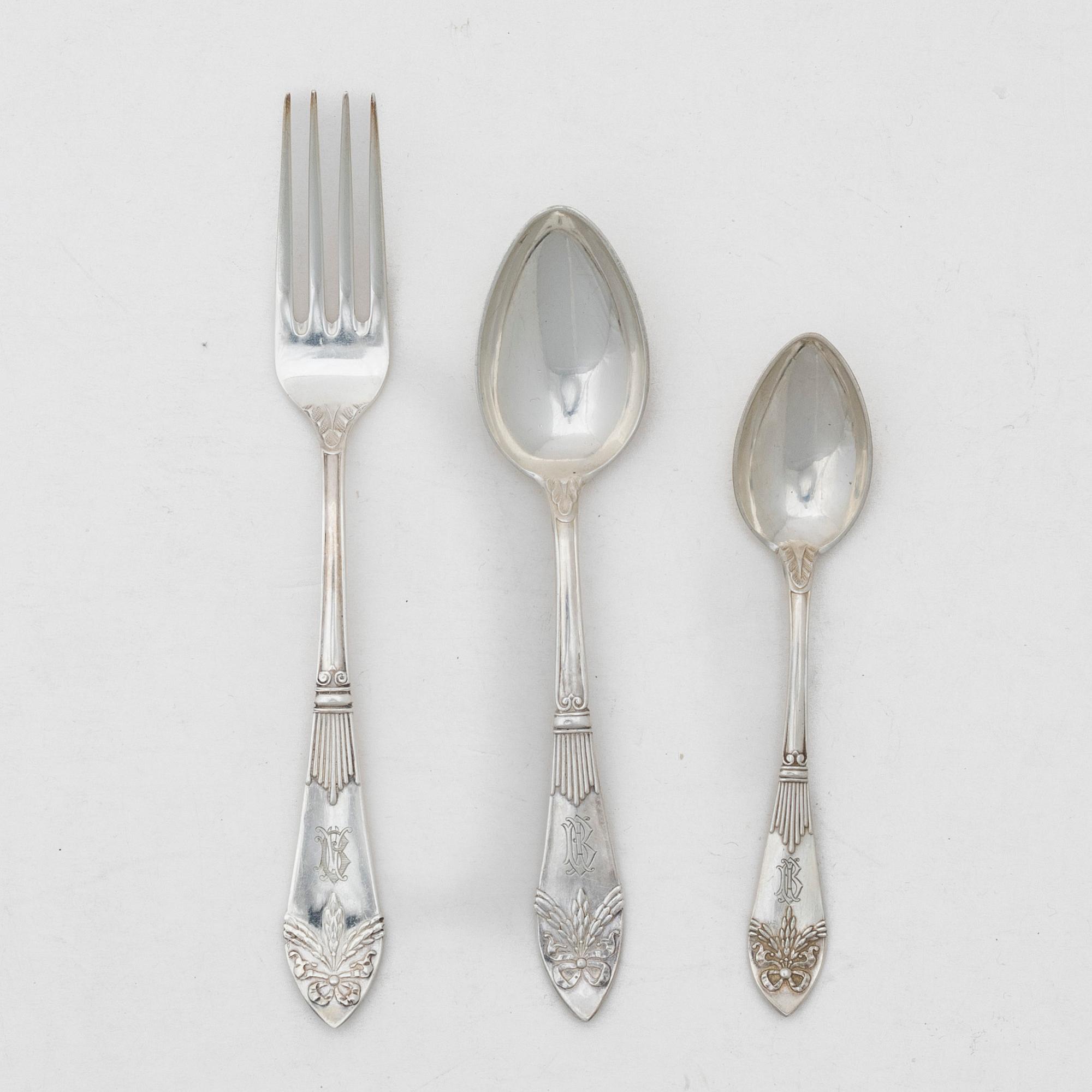 C.G. Hallberg, Cutlery, 18 pcs, silver, model "Empire", Stockholm 1918-1937.