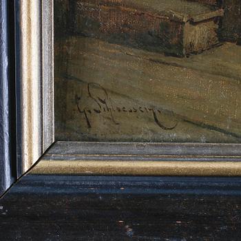 OKÄND KONSTNÄR, olja på duk, bär signatur, 1800-tal.