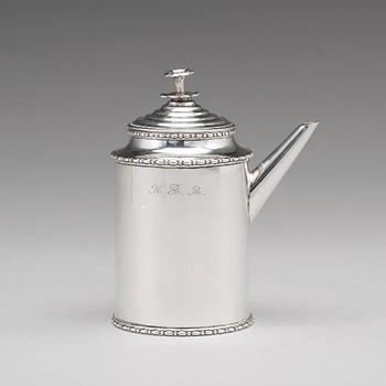 A Swedish Gustavian 18th century silver coffee-pot, mark of Pehr Zethelius, Stockholm 1807.