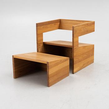 Claesson Koivisto Rune (Mårten Claesson), a unique 'Cochin Club' armchair with a foot stool, 1997.