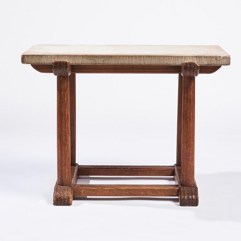 Axel Einar Hjorth, a stained pine and limestone top "Sandhamn" table, Nordiska Kompaniet, Sweden 1931.