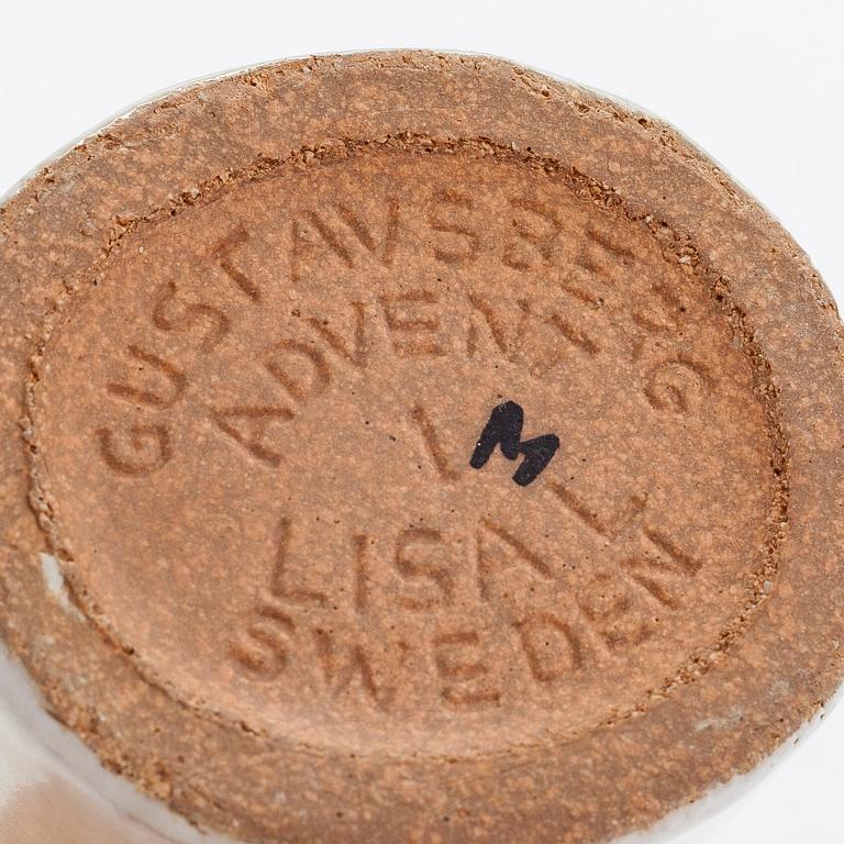 Lisa Larson, figuriner/ ljusstakar,  4 st, stengods, Gustavsberg. Signerade i godset.