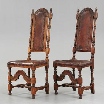 A pair of 18th century Baroque chairs.