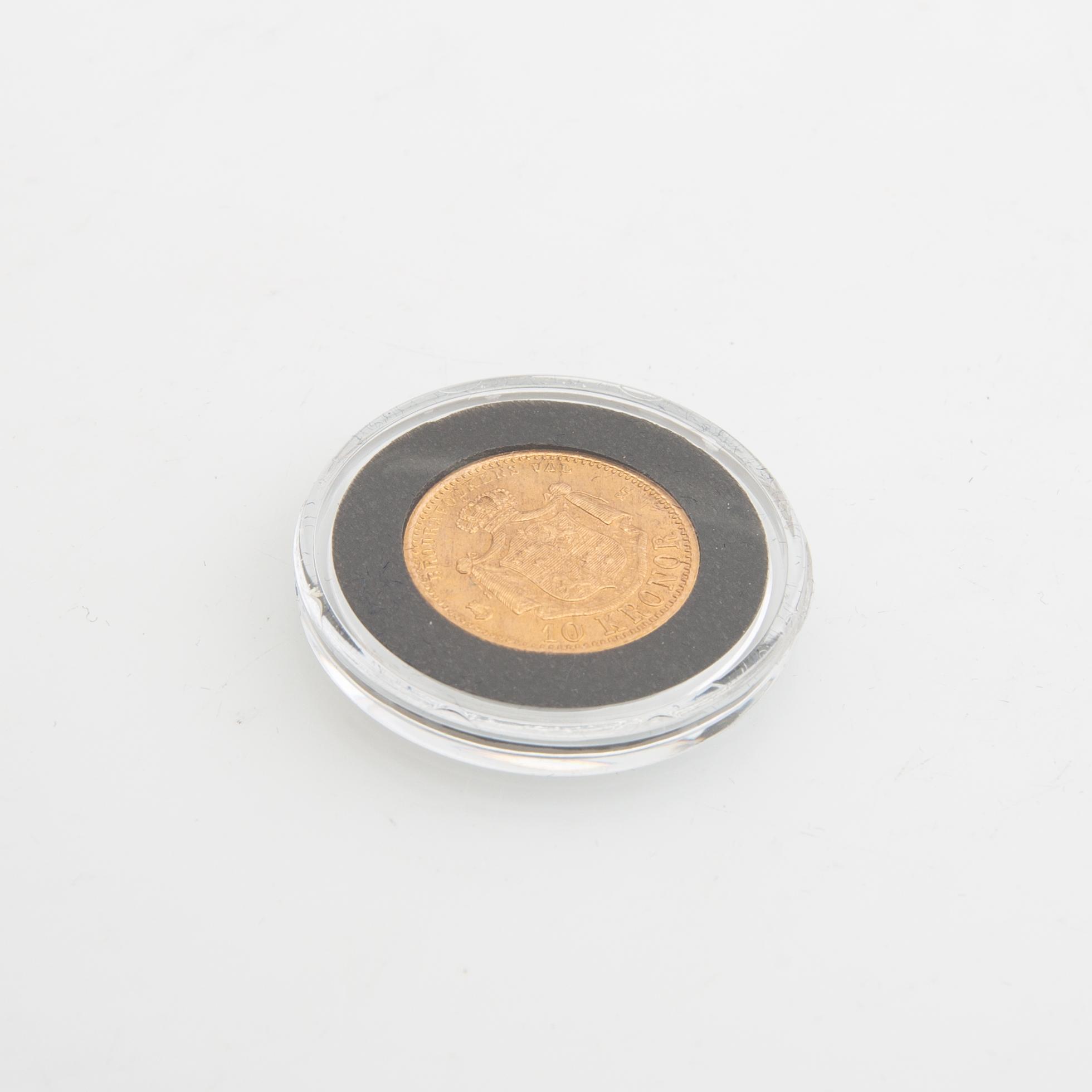 Guldmynt Sverige, Oscar II 10 kr, 1874 på 1873.