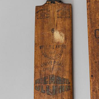 Two cricket bats, wood, 1930s.