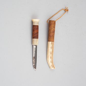 Lars Levi Sunna, a Sami reindeer horn knife, signed.