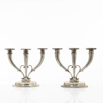 Candelabra, a pair, silver, A Frisch, Norway, first half of the 20th century.