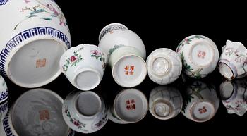 PARTI PORSLIN, 6 delar, Kina, 1800/1900-tal.