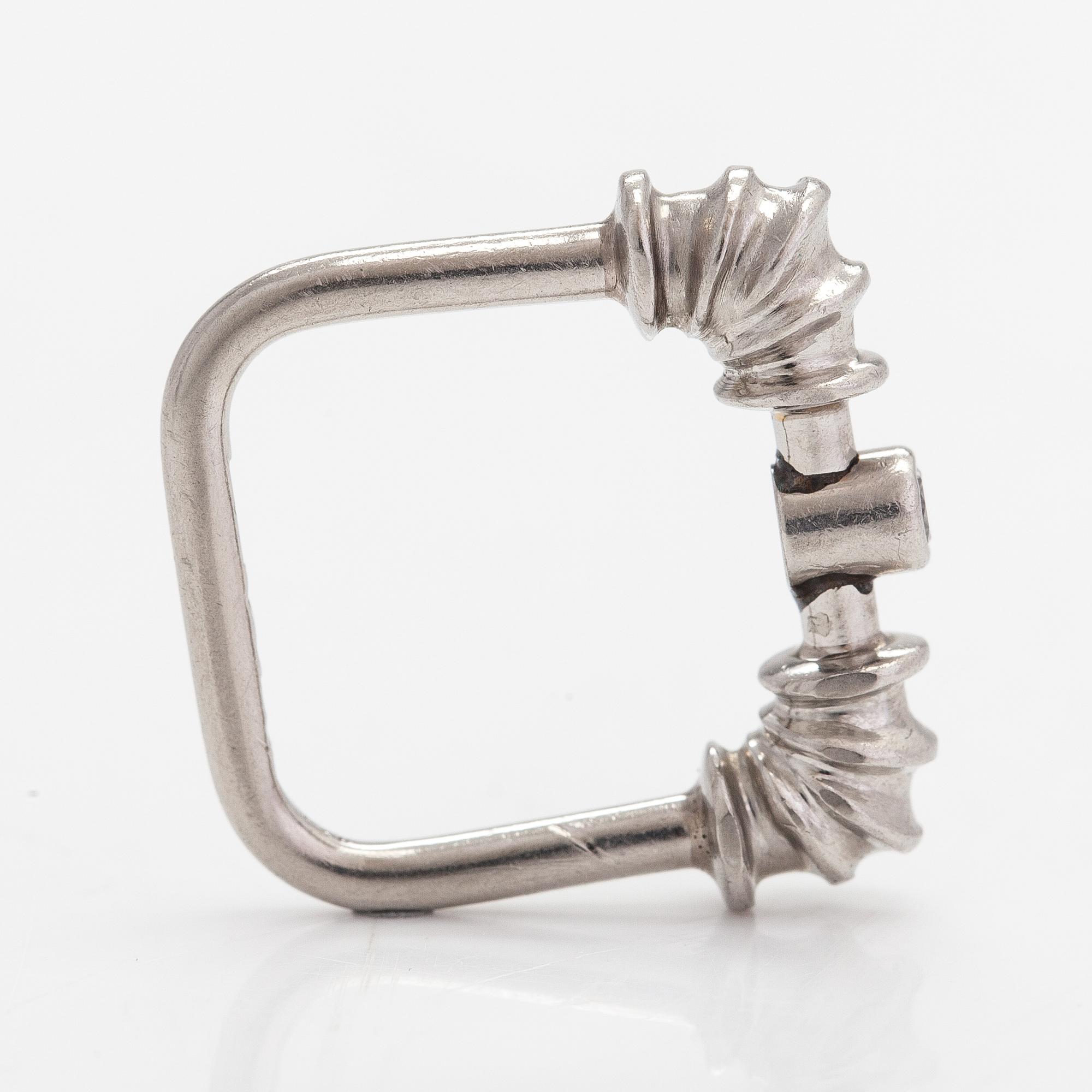 Björn Weckström, A platinum ring "Pompidou" with a 0.10 ct diamond. Lapponia 1981.