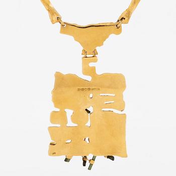Björn Weckström, necklace 18K gold, with tourmaline sticks "The Flowering Wall", Lapponia 1974.