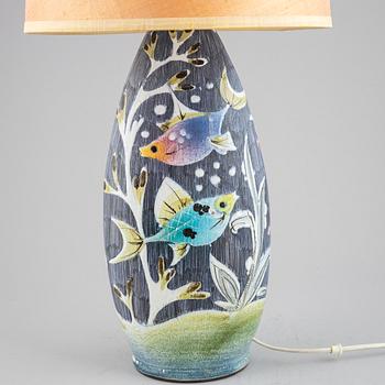 A 1950's/60's 'Fiskar' earthernware table lamp from Tilgmans.