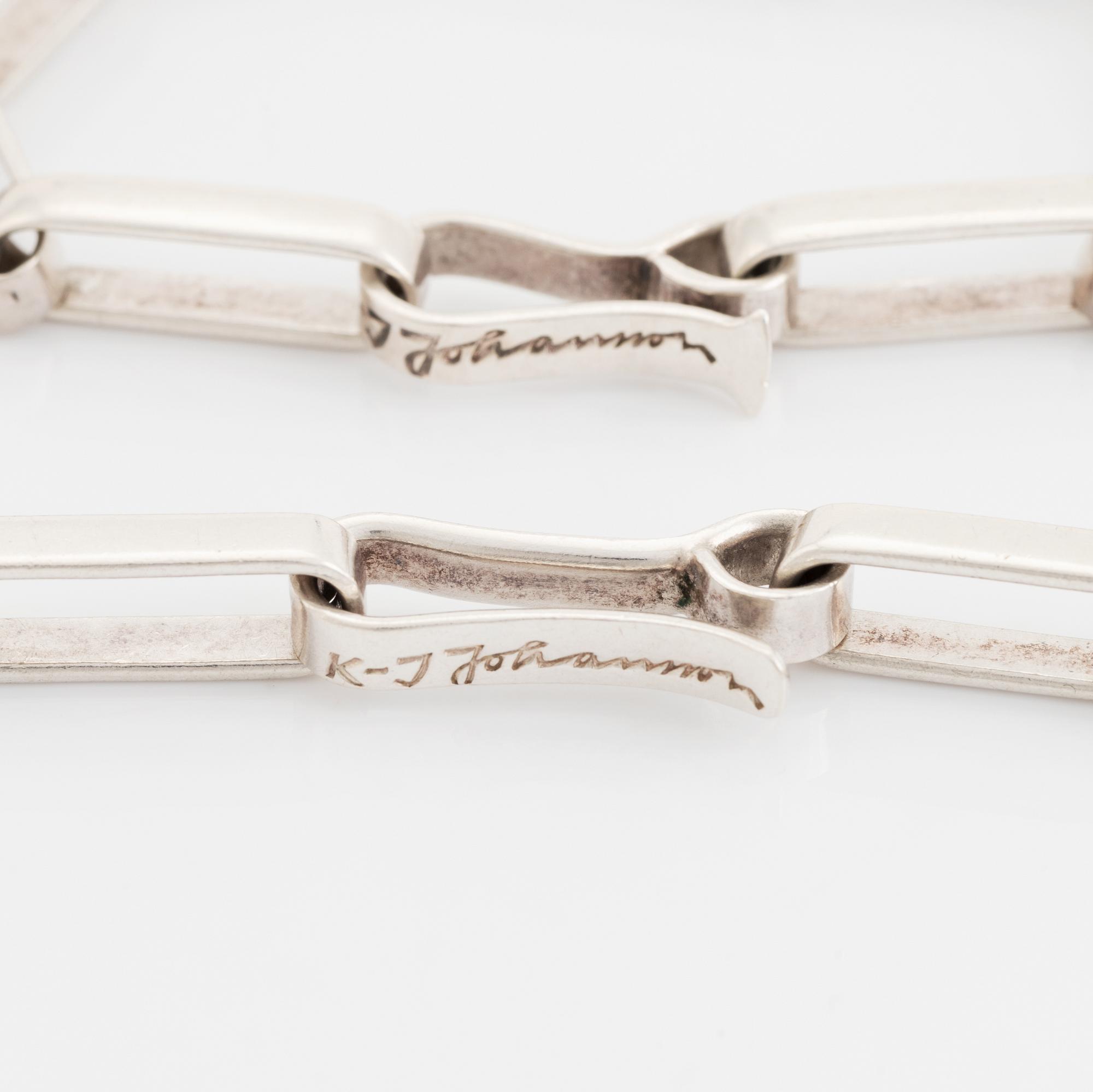 Necklace and bracelet, silver, Cecilia K I Johansson, Göteborg, 1961.