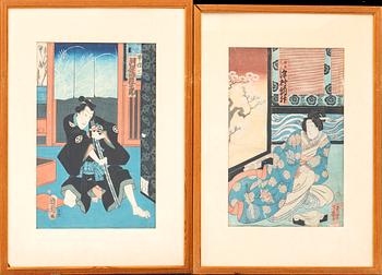 A set of four Japanese woodcuts 19th/20th century.