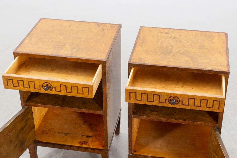 A PAIR OF BEDSIDE TABLES, art déco, 1930's.